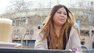Amateur Yiyi Candy exposes her big tits in the street before getting fucked