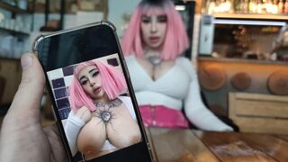 A girl was eating a cock in the restaurant toilet and was fucked hard