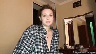 A young beauty shakes her tits and fucks with her husband's friend