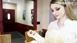 Two kinky sluts fucked by their boss in an office threesome