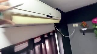 A girl has sex with a guy who repaired her AC