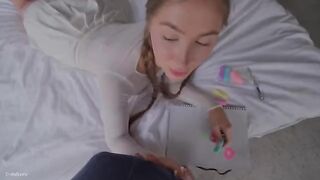 Stepsister makes her very first blowjob, a first time!