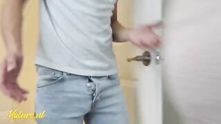 A stepson spied his hot stepmom in the bathroom and she let him get intimate