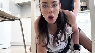 The cleaning lady played a game and got wet in the process