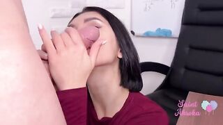 A student is getting fucked while her teacher is doing his work