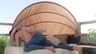 A mature loving couple enjoying intimate moments on camera, with passionate kisses