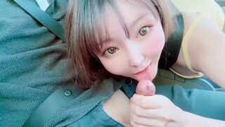 A juicy girl gets her pussy wet on a car ride with a guy