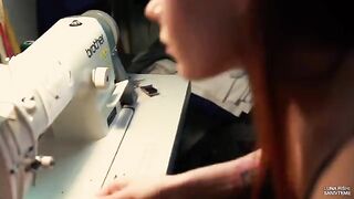 Instead of sewing, let’s enjoy some intimate fun with a redheaded beauty
