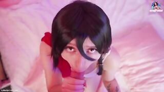 Gorgeous Mikasa Ackerman gets her pussy smashed and facialed
