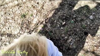 A girl came to the forest and got a cock in her pussy, ending with cum