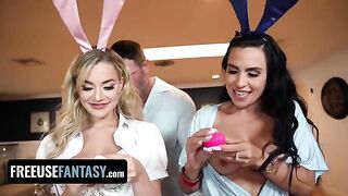 Bunnies Blake Blossom and Sandy Love get fucked hard preparing for Easter