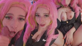 Cute girl Mitsuri Kanroji from Demon Slayer gets fucked and cum on her face