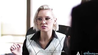 Two gossiping employees get punished by their dominant and stacked boss Kenzie