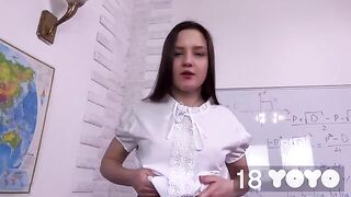 The cutie came to the exam with a dildo in her pussy