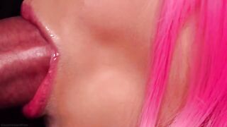 The hottest milk blowjob with a pink-haired babe that you ever saw!