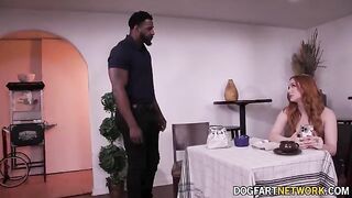 Redhead babe Madison Morgan gets her tight pussy smashed