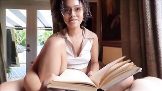 The bookworm little stepsister, Dani Diaz, tries sex for the first time