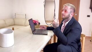 The secretary gets fucked by her boss in the office and squirts on his dick