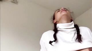 Pregnant stepsister with a big belly jumps on my dick passionately