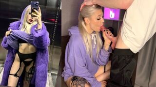 I met a girl in the elevator and she got a mouthful of cum