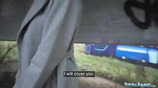 A cute girl from Russia was fucked outdoors by a guy with cash to offer