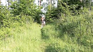 A couple engaged in rough sex right in the forest