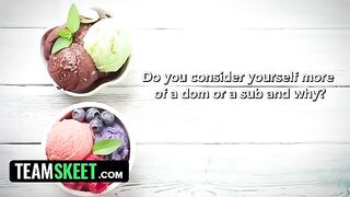 The sexy ice cream man gave the girl a discount for sex on a hot day