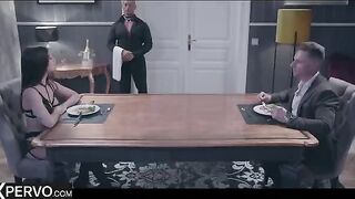 The guest for dinner turns into a passionate Clea Gaultier threesome