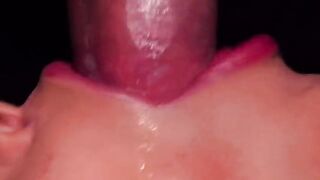 Close up action with the best condom milking blowjob. The condom broke, and all cum ended up in the mouth. ASMR sucking