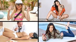 A set of cute small Asian girls doing their business very skillfully