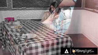 MILF fucks stepdaughter Chloe Surreal for college cash