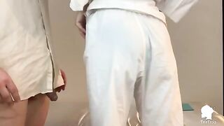 The nurse visits the patient with erectile problems, delivering intense action