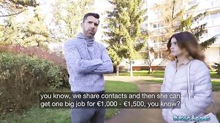 Public Agent Cheating Spanish wife gets fucked for cash by stranger