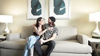 A boyfriend's first experience with two girls giving him a blowjob