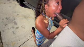 Married woman blows my dick in the parking lot like a real prostitute