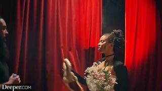 Busty black stripper Kira gets creampied after deep sex in a special feature