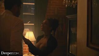 Busty black stripper Kira gets creampied after deep sex in a special feature