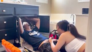 Asian girl gets fucked by the repairman