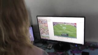 A teen girl got fucked while playing video games at home