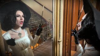 Tall and busty cosplay of Lady Dimitrescu from Resident Evil Village gets fucked