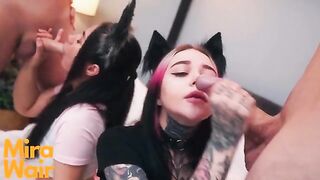 Two Kittys Get Cum In Ass Anna Batman - amazing foursome with intense action