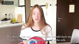 The stepsister lost at chess, so she had to have sex with him