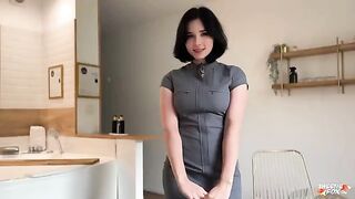 A beautiful brunette lets me taste her croissant and more, straight from Paris