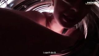 My stepbrother saved me from the washing machine and fucked me hard