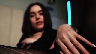 A cute girl with big boobs gets her pussy dripping wet