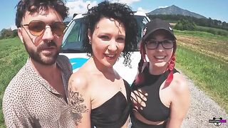 Two Italian girls got fucked in a camper, an adventurous outdoor romp