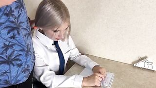 A cute girl agreed to have sex with her handsome tutor in a steamy encounter