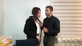 The cutie secretary has sex with her handsome boss right in the office