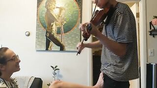 The couple was trying to practice violin but couldn’t because of passionate sex