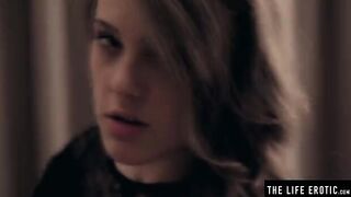 A hot woman with big boobs plays with milk on her boobs
